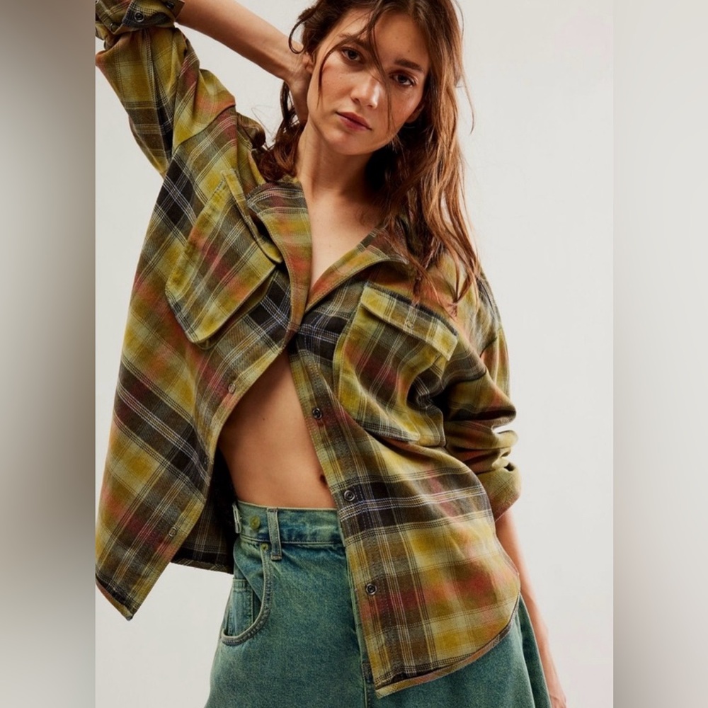 We The Free Izzy Multicolor Plaid Flannel Button Down Shirt
